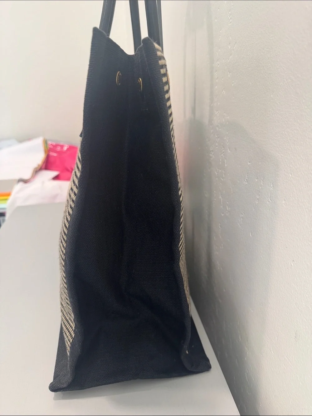 Saint Laurent Rive Gauche Tote Bag in Black & Cream